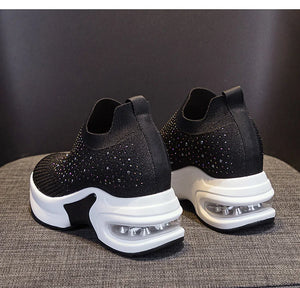 White And Black Platform Women Sneakers