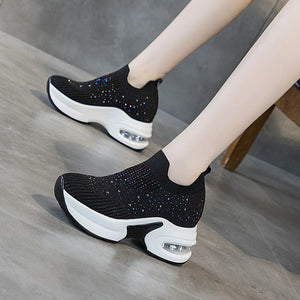 White And Black Platform Women Sneakers