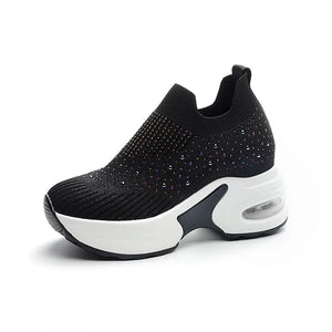 White And Black Platform Women Sneakers