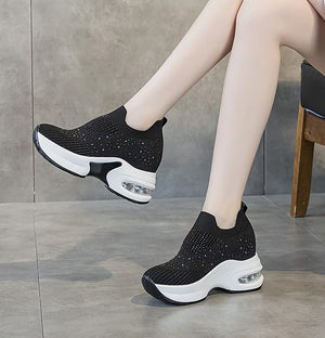 White And Black Platform Women Sneakers