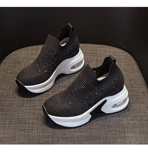 White And Black Platform Women Sneakers