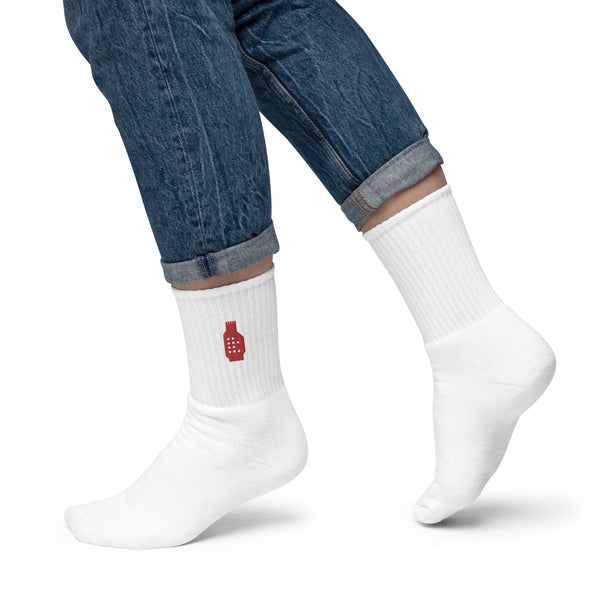 White and Red Long Sports Socks