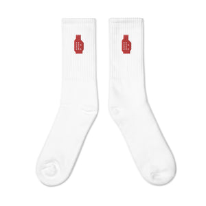 White and Red Long Sports Socks