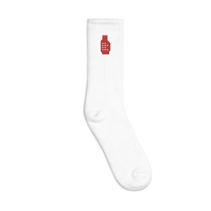 White and Red Long Sports Socks