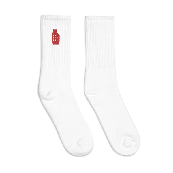 White and Red Long Sports Socks