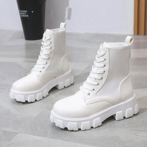 White Ankle Boots Platform