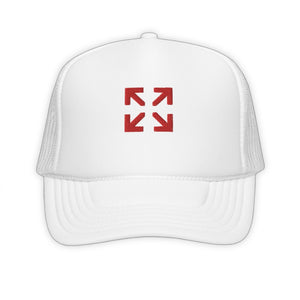 White Arrows Trucker Hat - product view on white background