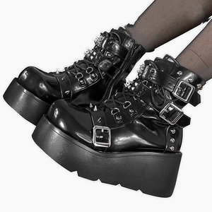 White Buckle Platform Boots