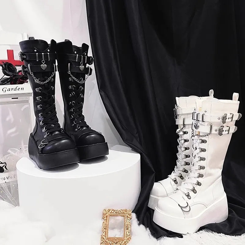 Platform buckle boots cheap