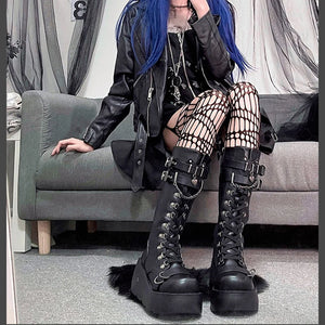 White Buckle Platform Boots