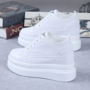 White Canvas Platform Sneakers