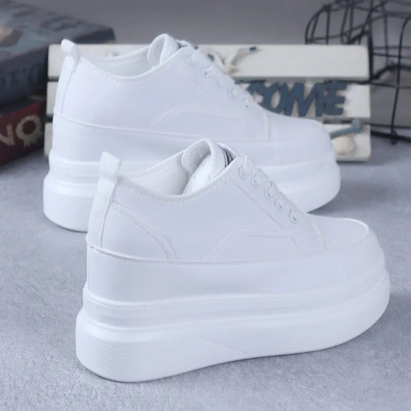 White Canvas Platform Sneakers