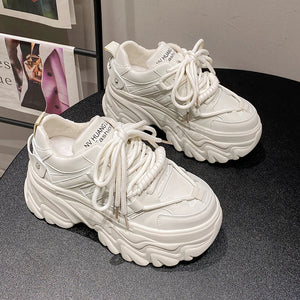 White Casual Platform Sneakers