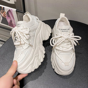 White Casual Platform Sneakers