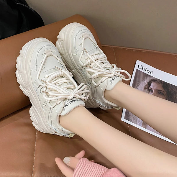 White Casual Platform Sneakers