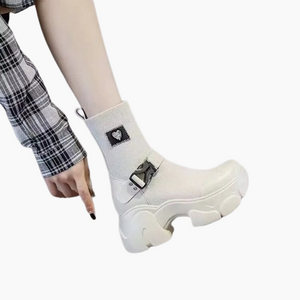 Botas Chelsea Blancas con Plataforma