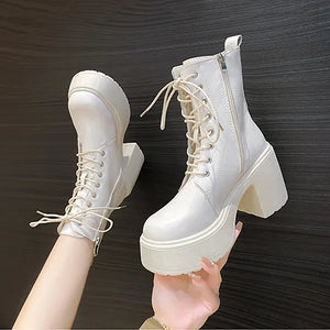 White Chelsea Platform Boots