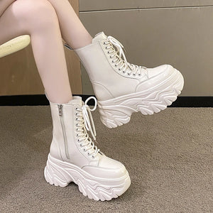 Botas blancas gruesas con plataforma 