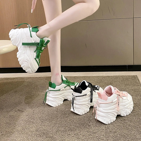 White Chunky Platform Sneakers