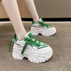 White Chunky Platform Sneakers