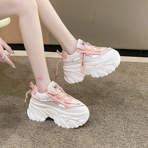 White Chunky Platform Sneakers