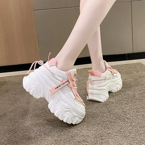 White Chunky Platform Sneakers