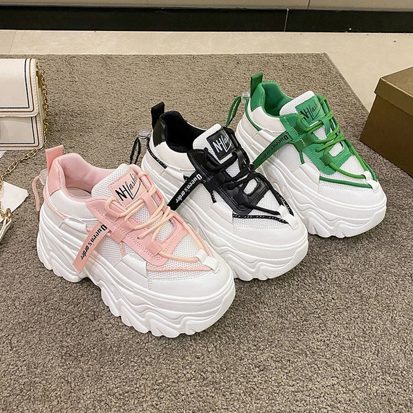 White Chunky Platform Sneakers