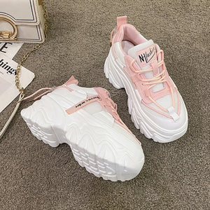 White Chunky Platform Sneakers