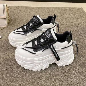 White Chunky Platform Sneakers