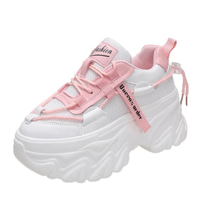 White Chunky Platform Sneakers