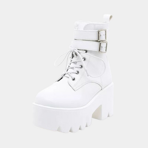 White Combat Boots Platform