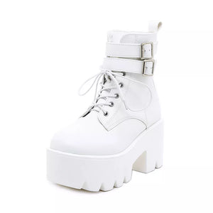 White Combat Boots Platform