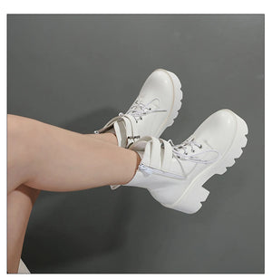 White Combat Boots Platform