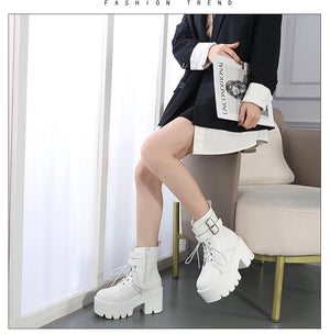 White Combat Boots Platform