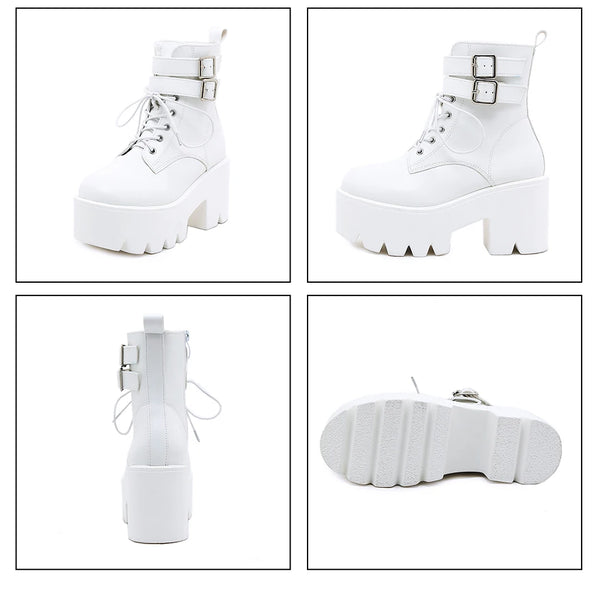 White Combat Boots Platform