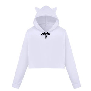 White Cropped Hoodie