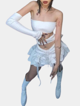 White Cut Out Dress Mini