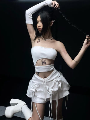 White Cut Out Dress Mini