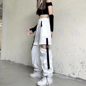 White cut out pants