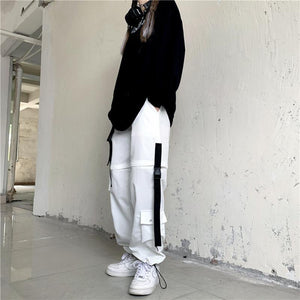 White cut out pants
