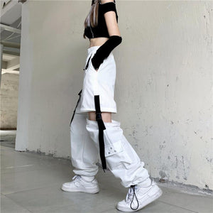 White cut out pants