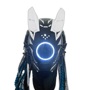 White Cyberpunk Helmet - product view on white background