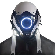 White Cyberpunk Helmet LED