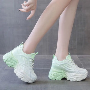 White Designer Platform Sneakers