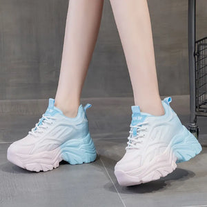 White Designer Platform Sneakers