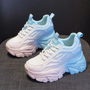 White Designer Platform Sneakers