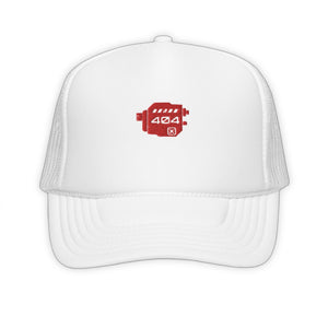White Error Trucker Hat - product view on white background