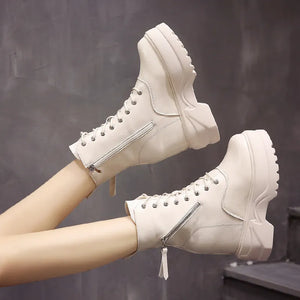 White Fur Platform Boots
