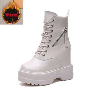 White Fur Platform Boots