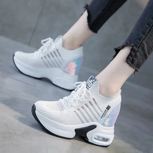 White Glitter Platform Sneakers